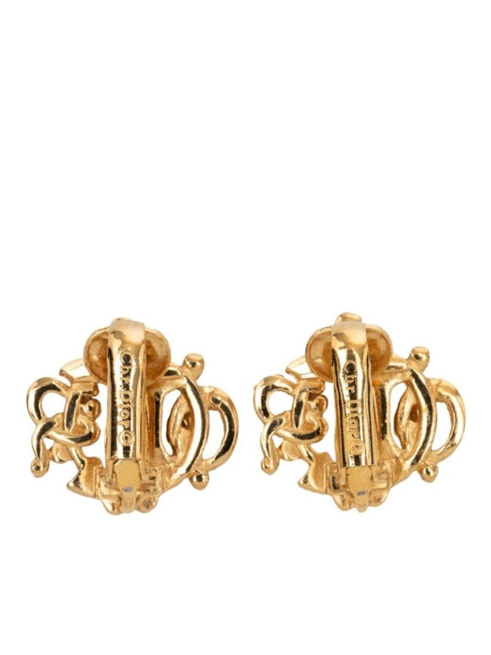 Dior Logo Earrings Gold Plated - Picture 2 of 3
